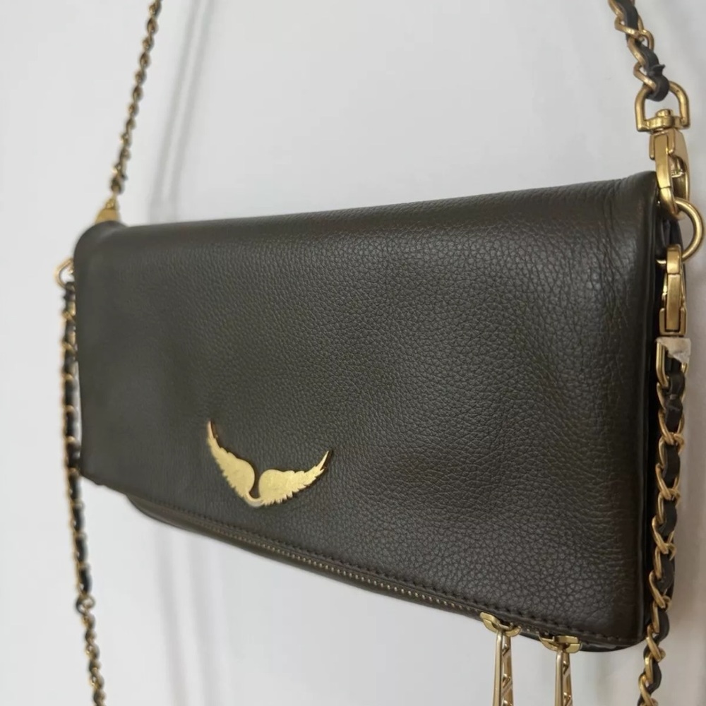 Zadig and Voltaire Rock bag Elegant army Green Leather Shoulder Bag
